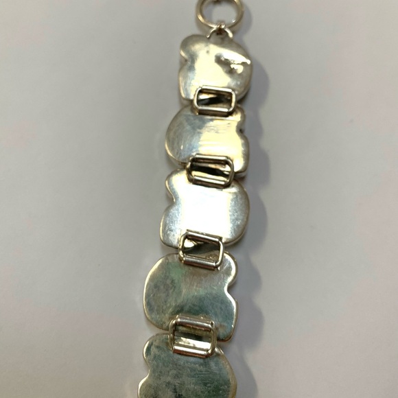 Native American “AK” Turquoise Coral, Genuine Pearl Sterling Silver Bracelet - Picture 9 of 12